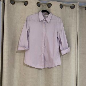 Liz Claiborne Lavender 3/4 Length Pastel Button Down